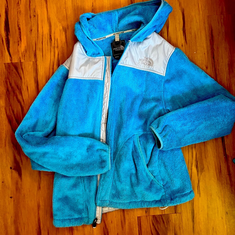 The north face blue zip up coat
